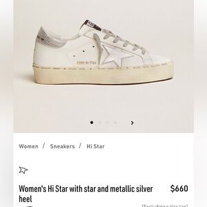 Golden Goose Women Hi Star White & Silver Star Never Been Worn Sneakers size 38